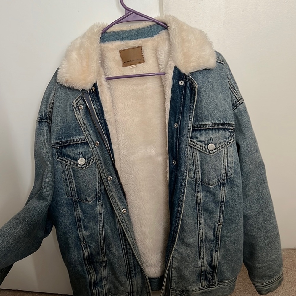American eagle Jean jacket with fur